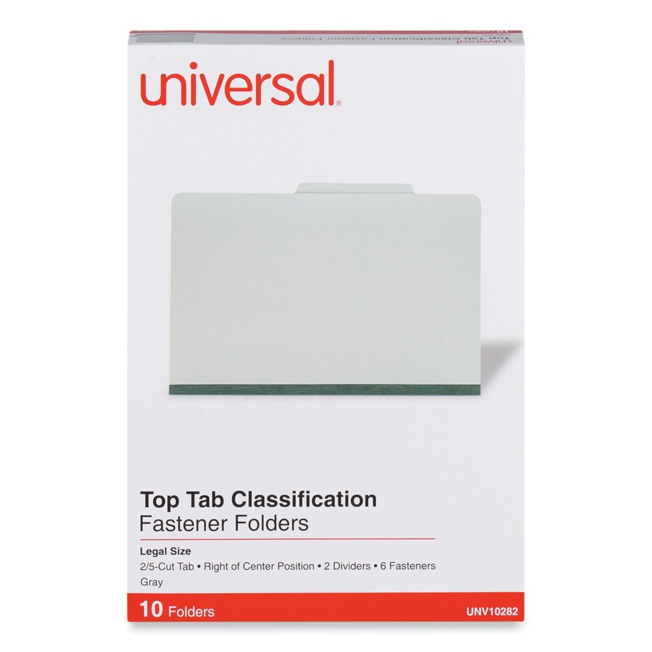 Universal 6-Section 2-Divider Pressboard Classification Folders - Legal, Gray (10/Box)